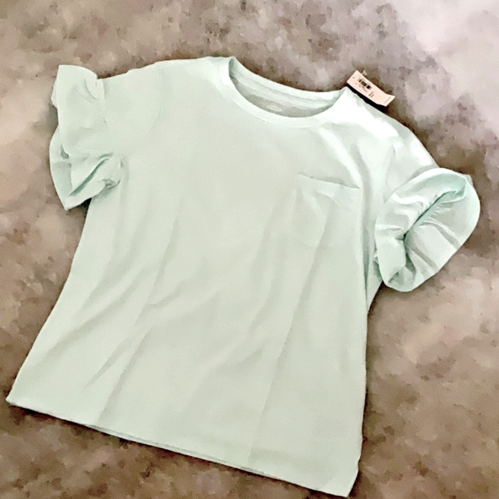 Ruffle-Sleeve Pocket Tee, XL (14) PLUS